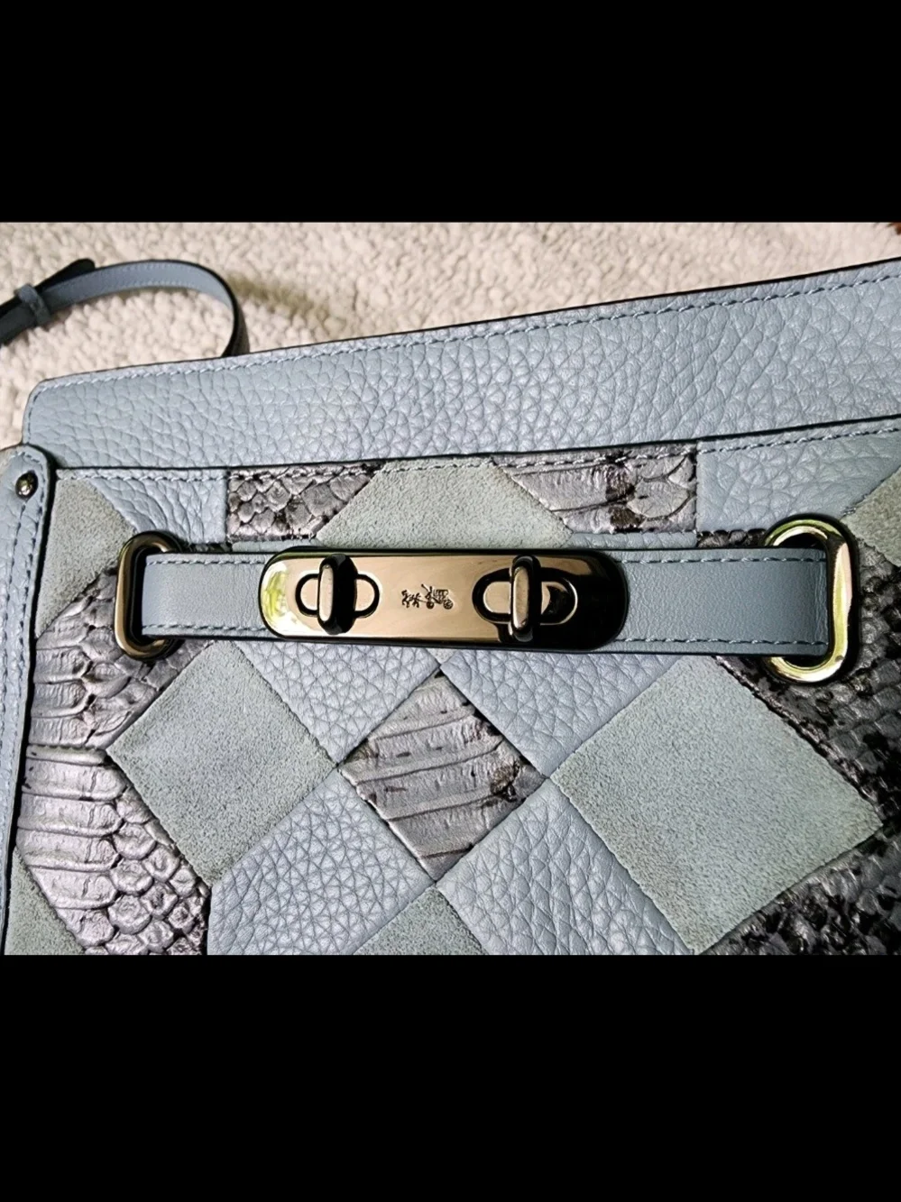 Coach Patchwork Crossbody Bag in Dusty Blue
